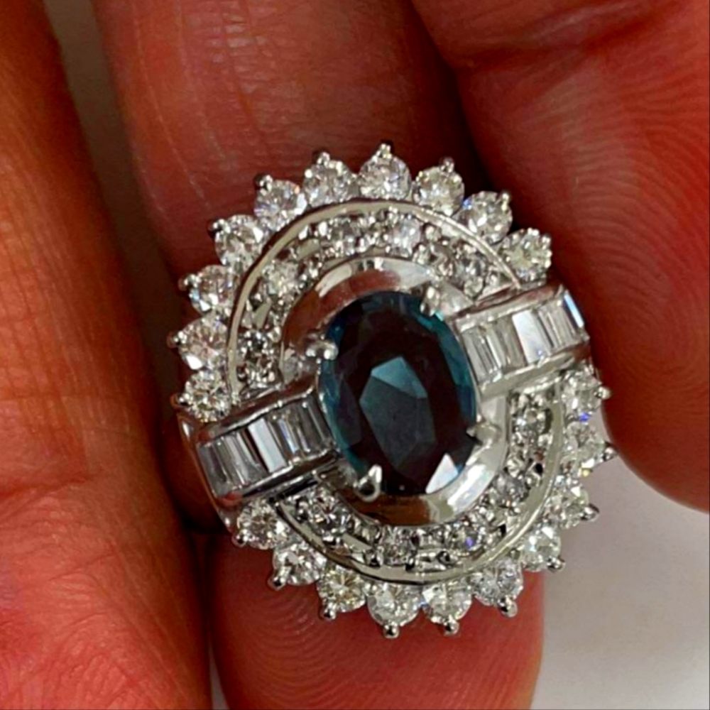 Alexandrite and Diamond ring Size 6